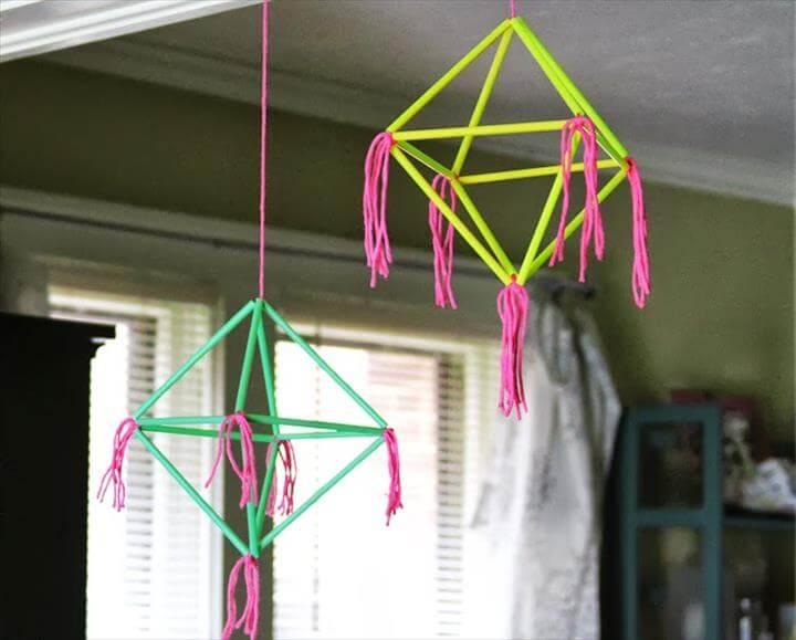diy geometric straw mobile by marilyn brewed together