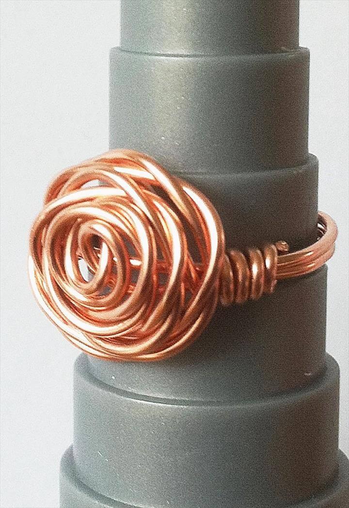 Copper wire rose ring