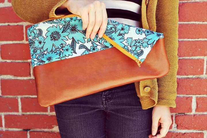  a classic leather envelope clutch.