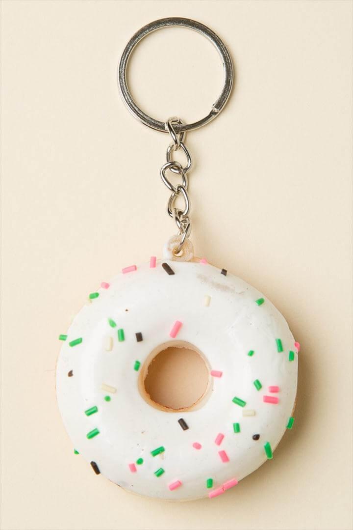 Sprinkle Donut Keychain, Donut Keychain