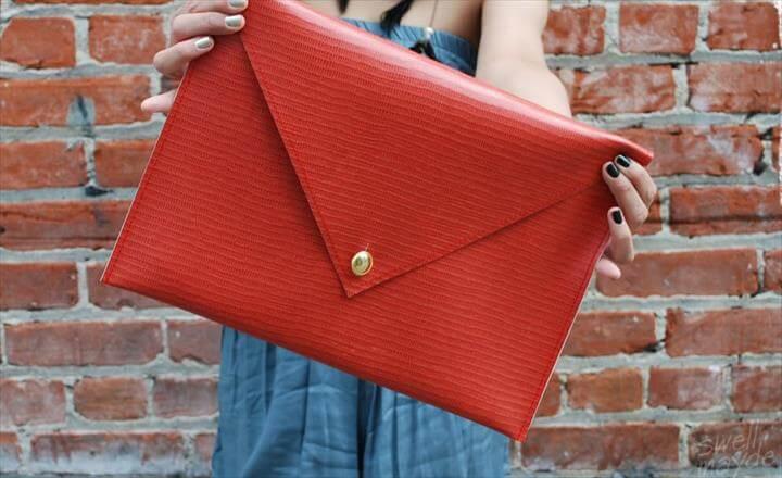 red leather clutch