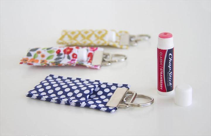 DIY Fabric Chapstick Holder....attach to purses, backpacks, keychains,