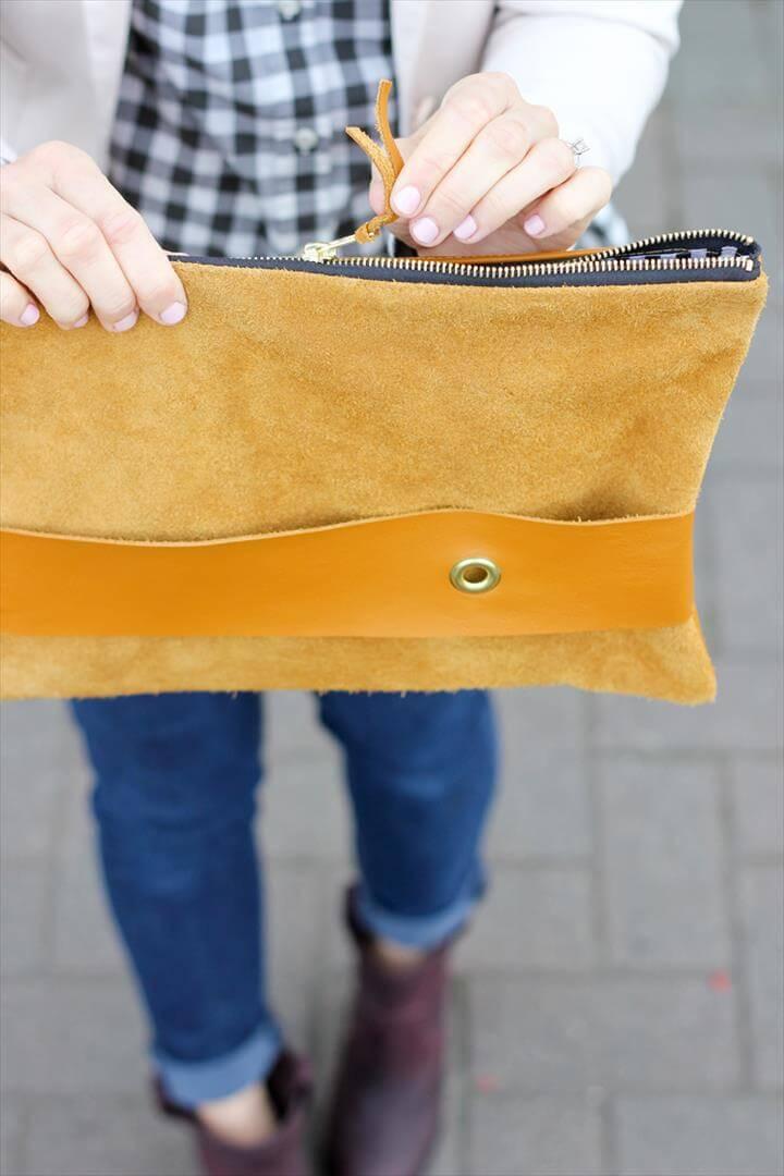 brown leather clutch