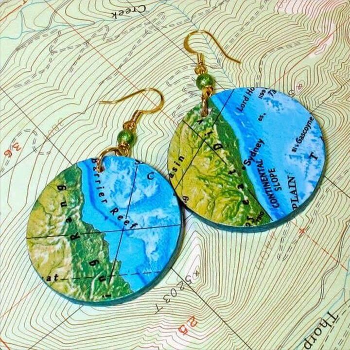 Decoupage Map Earrings