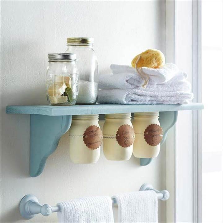 DIY Bathroom Decor Ideas for Teens - Under Shelf Mason Jar Storage - Best Creative,