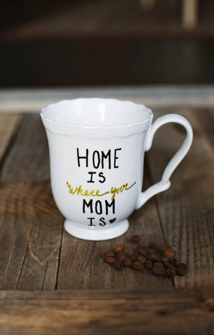 DIY mug for your mom for mother's day, simple coffee mug, easy coffee mug