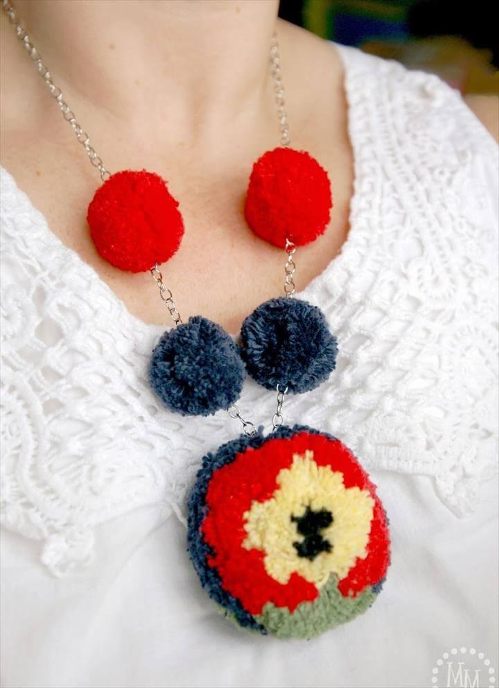 DIY Pom Pom Necklace