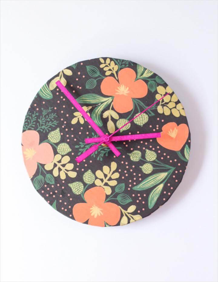Upcycled Wrapper Paper DIY Clock, DIY Rifle Paper Co Clock