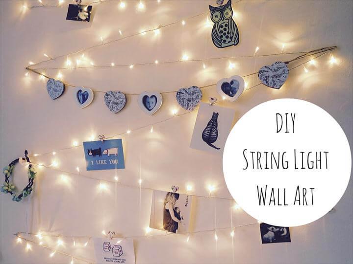 DIY String Light Wall Art Decoration