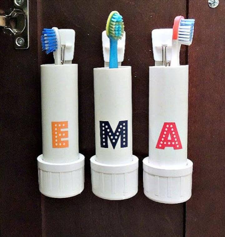 DIY Toothbrush Holder Ideas for Kids - Small Bathroom Decorating Ideas on a Budget