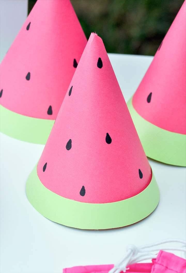 summer cap, diy birthday cap, watermelon cap
