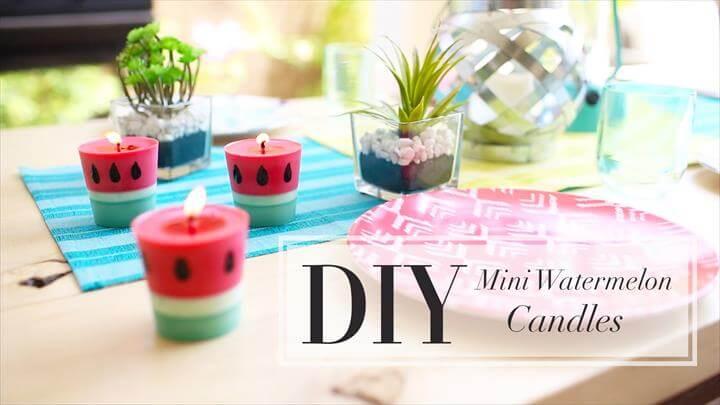 handmade watermelon candles, DIY Easy Mini Watermelon Citronella Candles