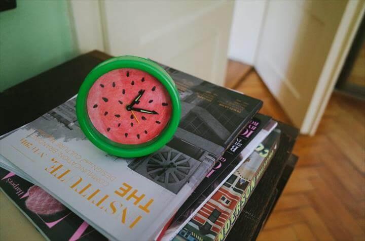 diy clock, watermelon clock