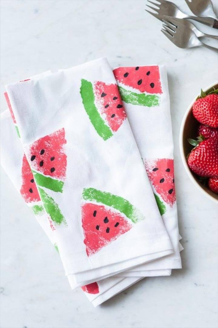 DIY Watermelon Print Napkins