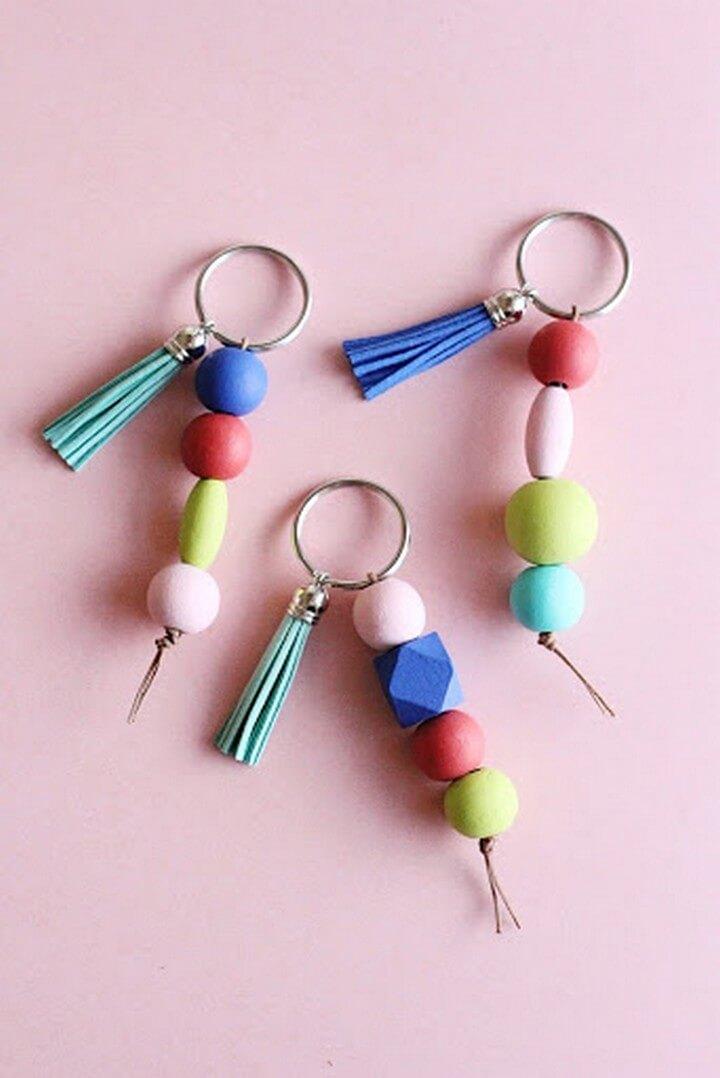 Easy DIY Keychains with Wood Beads