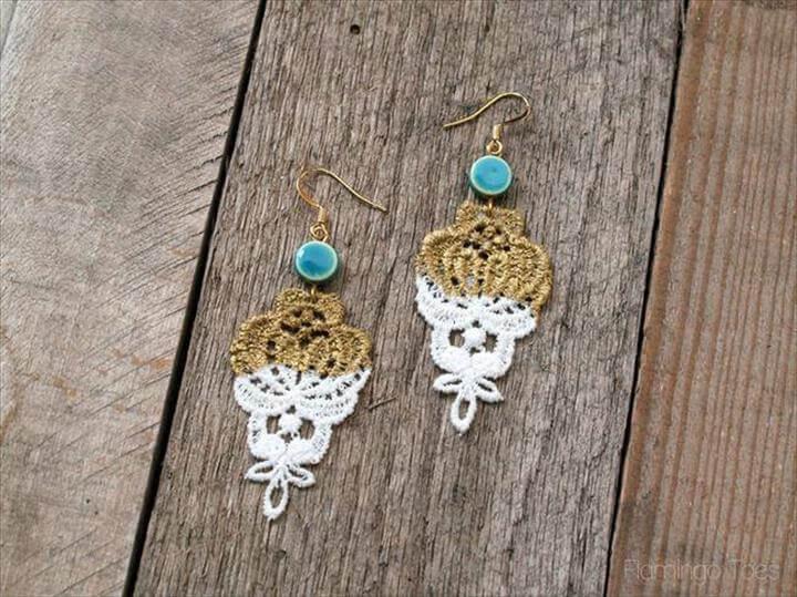 Gold Dipped Lace Earrings