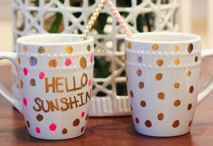 Polka dot, DIY Gold Polka Dot Coffee Mugs