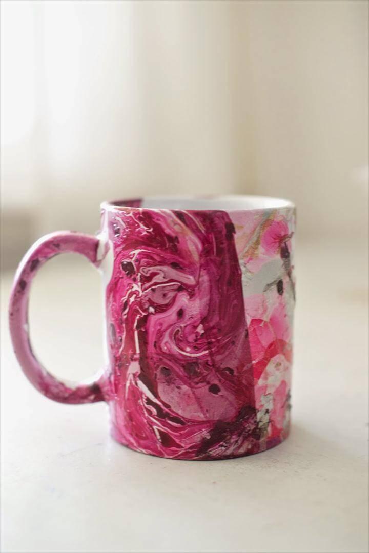 DIY Marbled Nail Polish Coffee Mugs