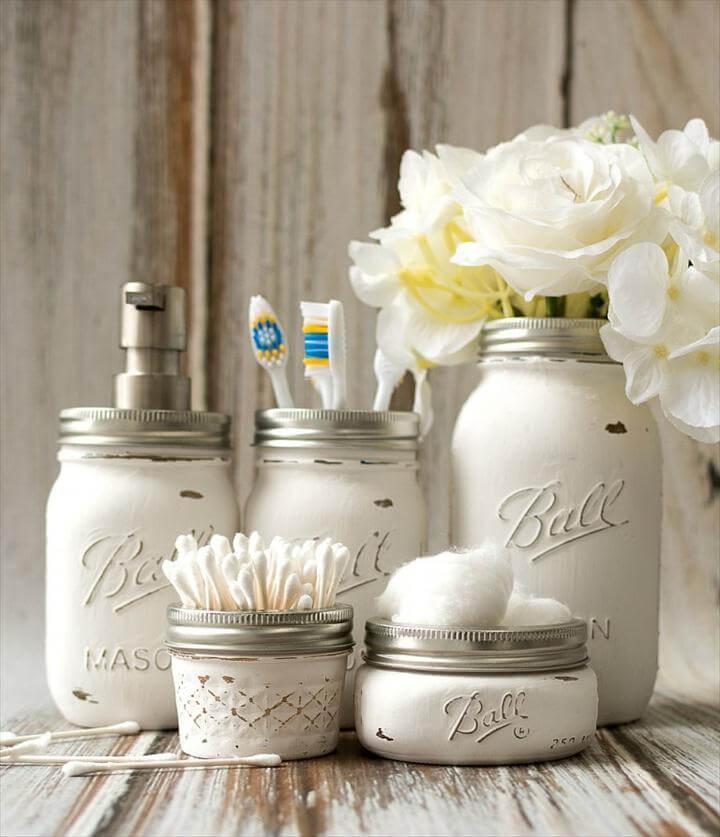 Mason Jar Bathroom Storage