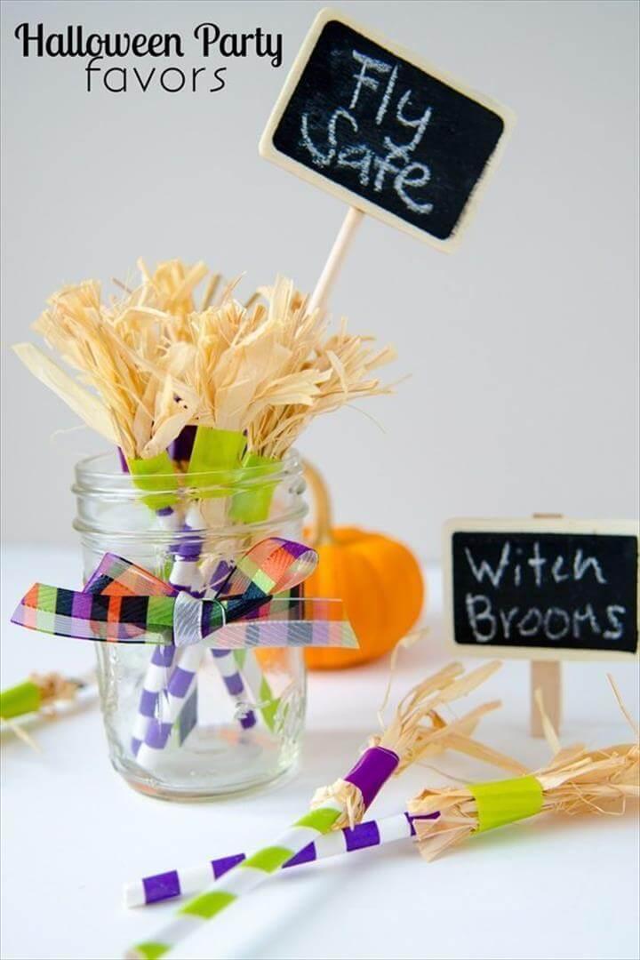 DIY Home decor craft ideas: Paper Straw Witch Brooms