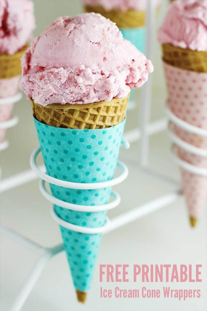 Free Printable Polka Dot Ice Cream Cone Wrappers