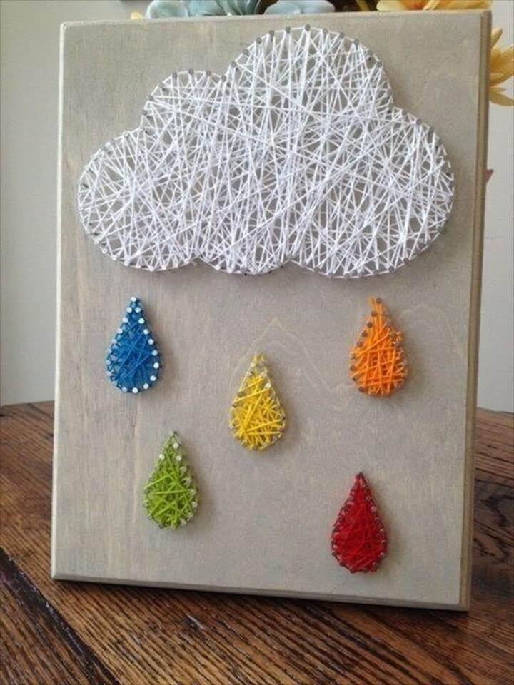 Rain Cloud Nail and String Art