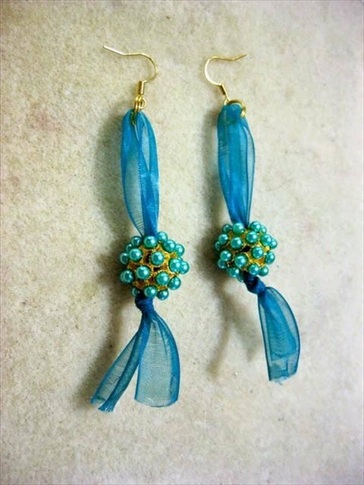 Ravishing Beaded Ribbon DIY Earrings, ribbon earrings