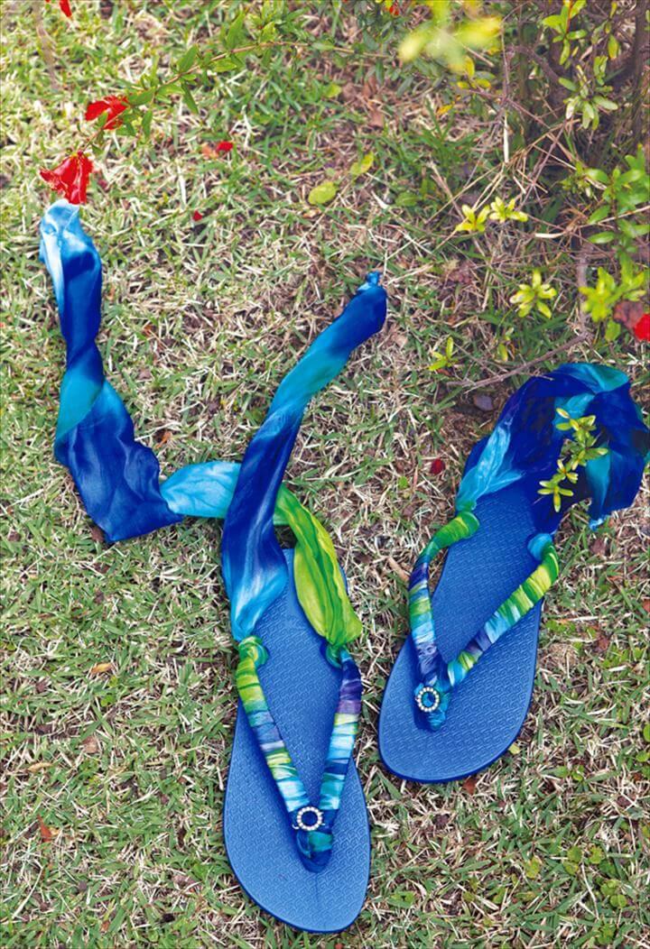 blue ribbon flip flops