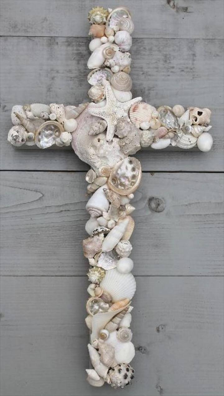 handmade seashell cross