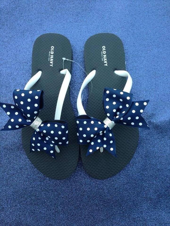 Flip flops with small bow cheer flip flops