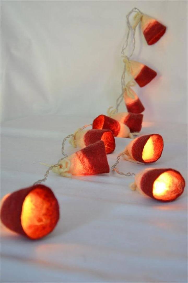 Romantic Valentine's Day Garland Lighting Ideas With White And Red Felted Garland Design Light String