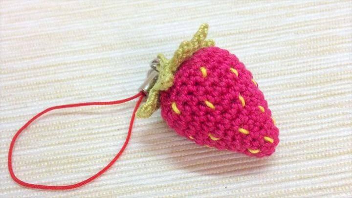 Sweet Crocheted Strawberry Keychain - DIY Crafts Tutorial