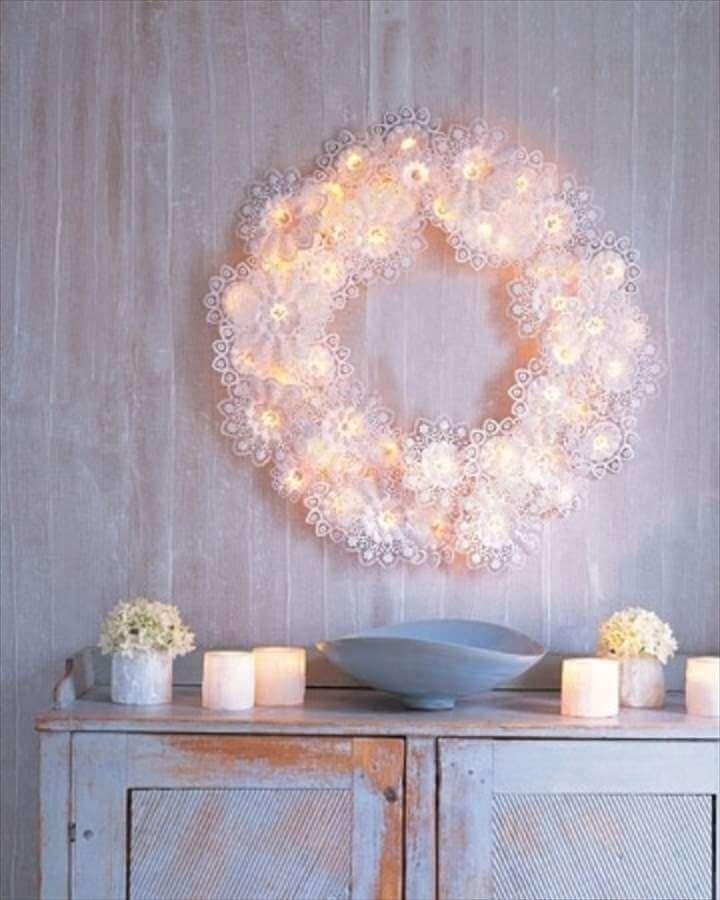 Paper Doily Wreath Lights, String Light DIY ideas for Cool Home Decor