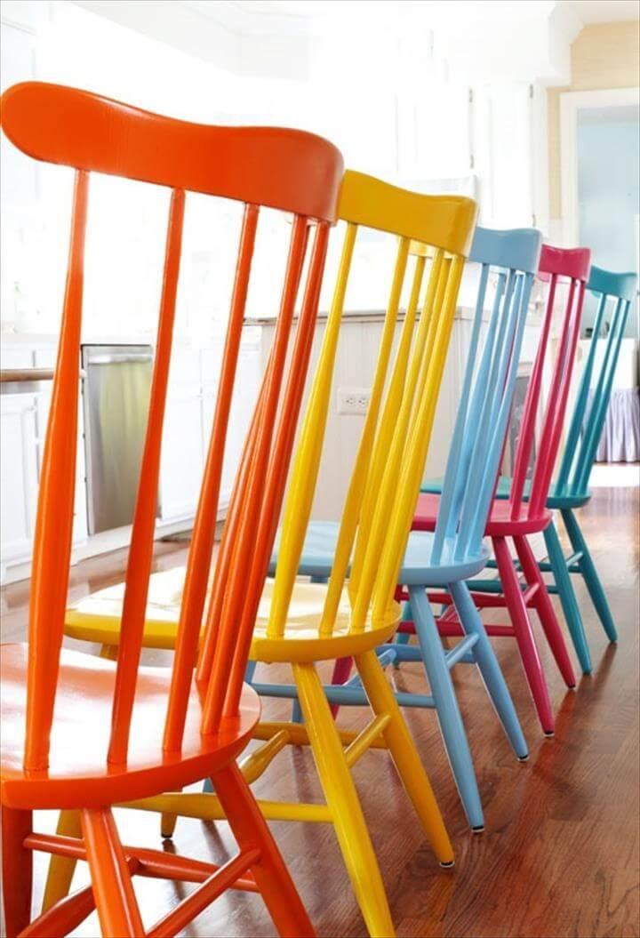 diy paint colorful chairs