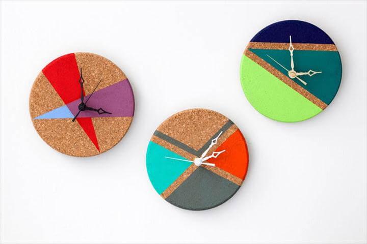 Trivets into Color Block Clocks