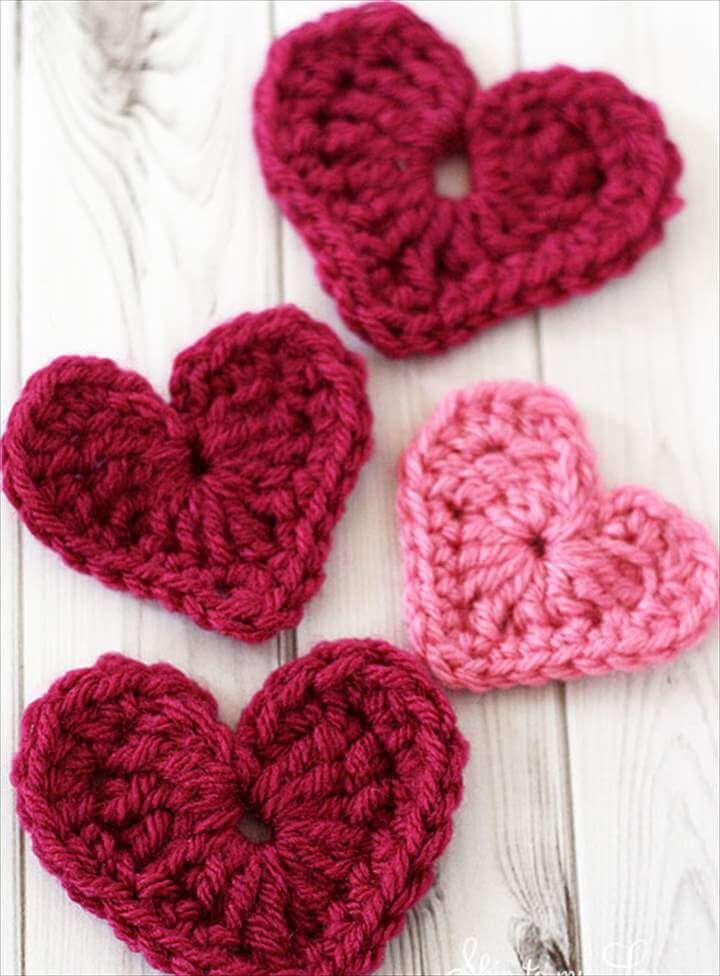 crochet heart appliqué with DIY instructions.