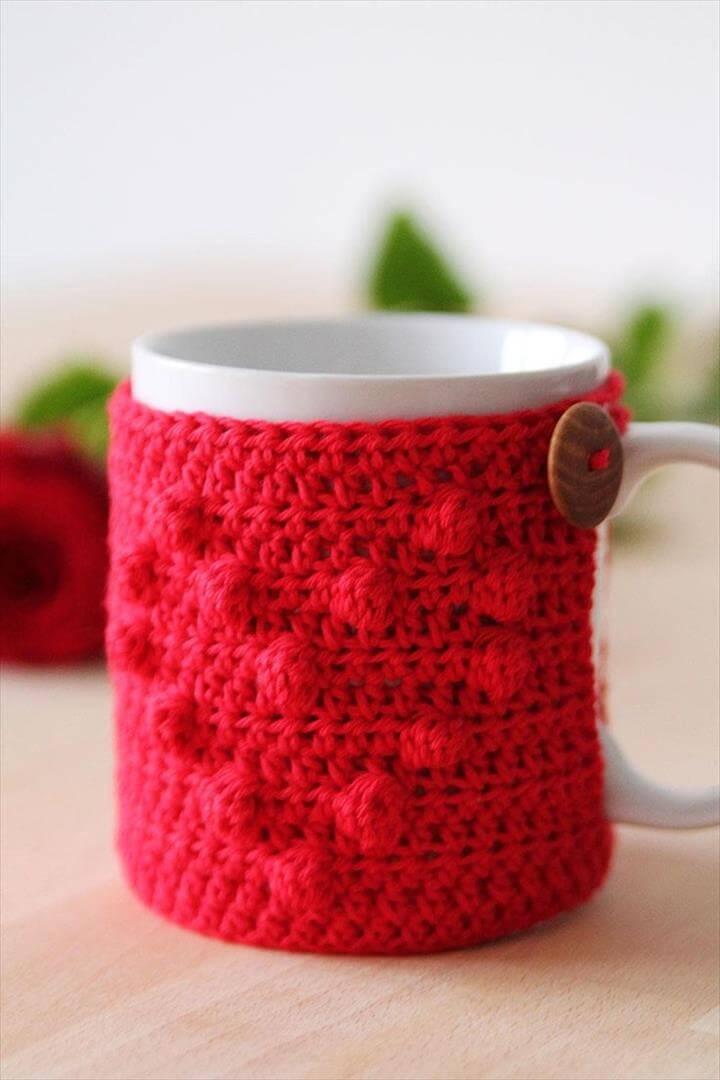 Crochet Heart Mug Cozy Tutorial