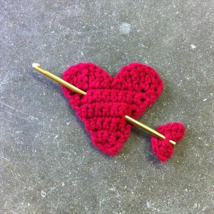 Valentine Crochet Heart with Crochet Hook Arrow