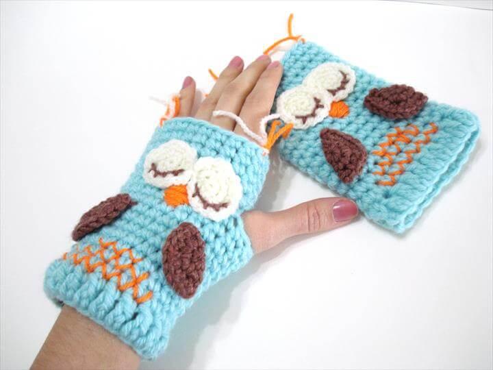 Crochet Pattern, Gloves Pattern, Owl Gloves Pattern, Tutorial, Crochet Tutorial, Owl Gloves,
