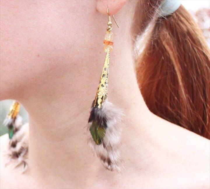 Bohemian DIY Feather Earrings, Bohemian DIY Feather Earrings