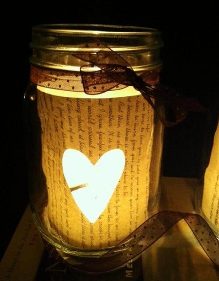 DIY Book Page Mason Jar Candle Holder |