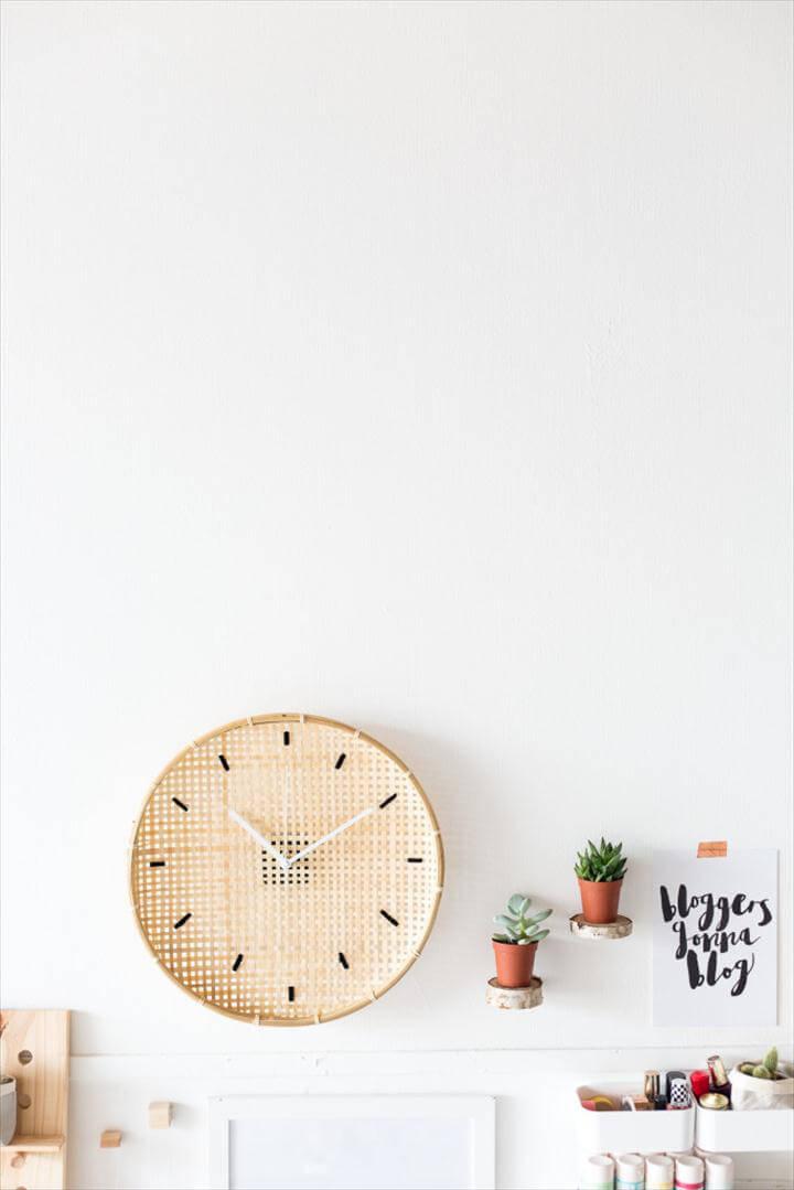 DIY Embroidered Basket Clock