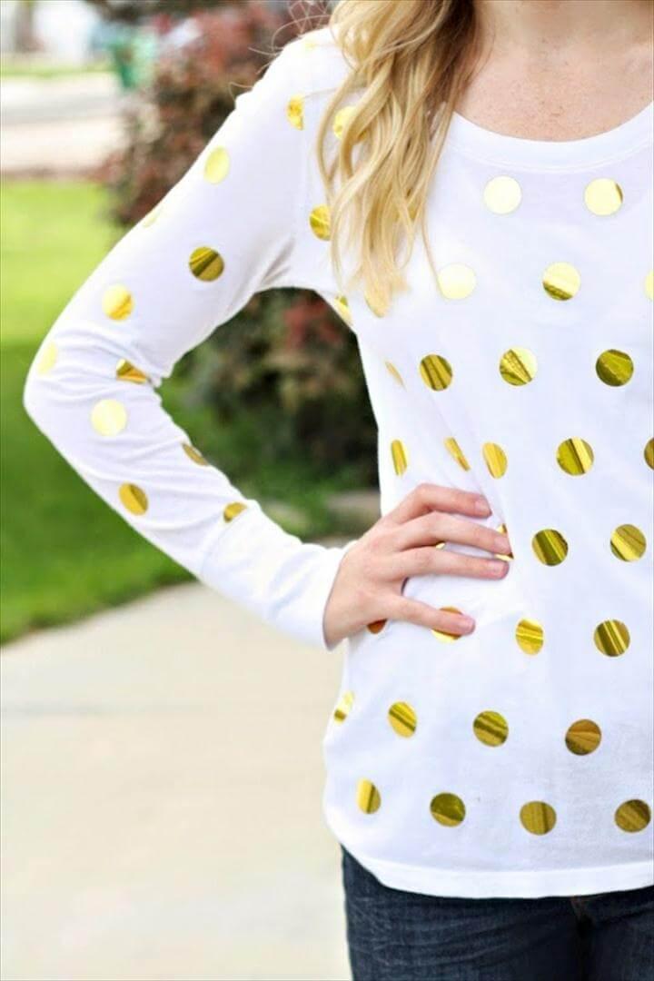 DIY Gold Foil Polka Dot T-Shirt