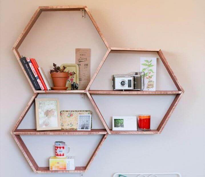DIY Shelves and Do It Yourself Shelving Ideas - DIY Honeycomb Shelves
