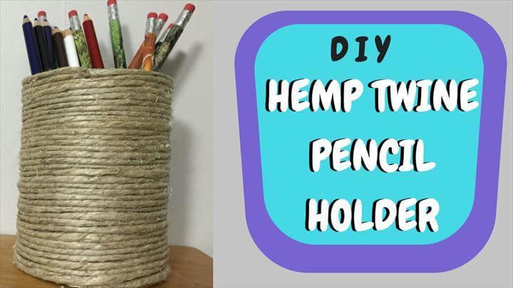 Hot Glue Gun Craft - Hemp Twine Wrapped Pencil Holder DIY Tin Upcycle