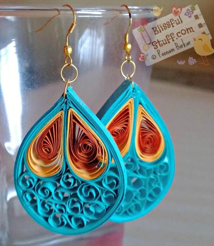 DIY - Quilled paper earrings, Paper quilling earrings tutorial