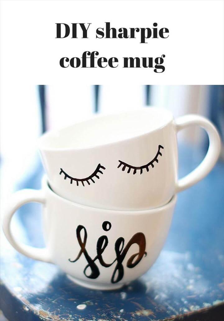 diy coffee mugs, diy sharpie coffee mug