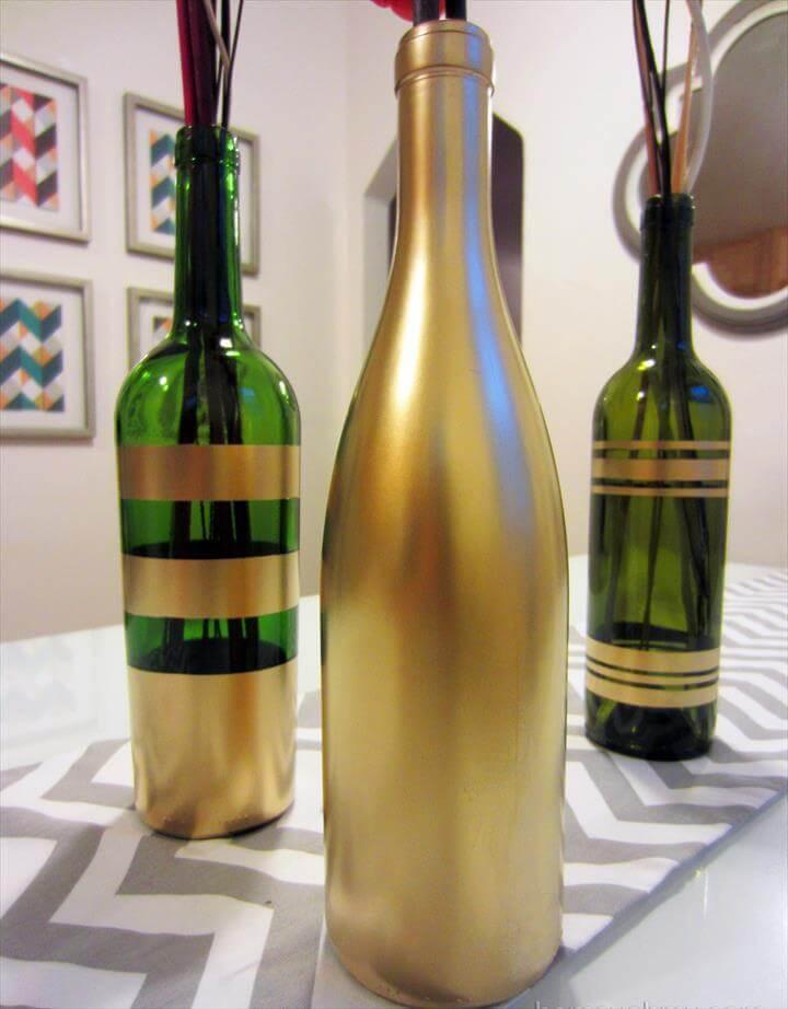 DIY Spray Painted Wine Bottles for Fall