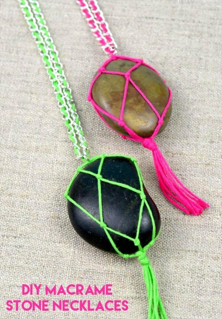 Macrame DIY Projects DIY Stone Necklace Tutorial