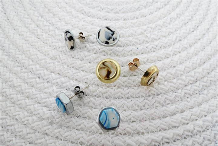 DIY earrings with washers and nuts